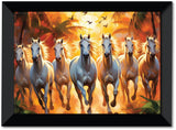 7 Horses Vastu Frame I Seven Horses Vastu Wall Art Painting, White Running Horses Vastu with Rising Sun I Wall Poster/ f